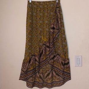 Golden floral maxi skirt